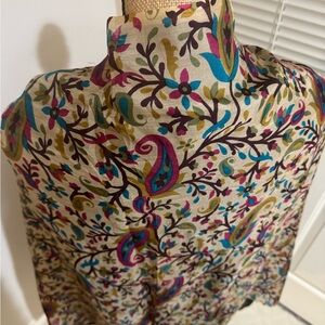 Vintage Floral Multicolor Women's light silk scarf roughly 29”X76”
